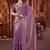 Appealing purple all over beads & pipe hand work butta fandy satin silk fabric indian designer saree