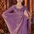 Appealing purple all over beads & pipe hand work butta fandy satin silk fabric indian designer saree