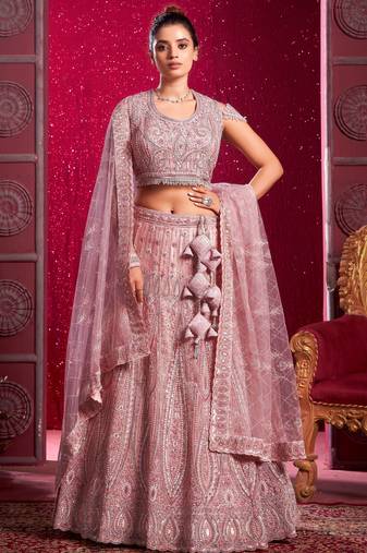 Blush Peach PEARL HAND WORK LEHENGA CHOLI