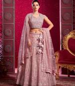 Blush Peach PEARL HAND WORK LEHENGA CHOLI