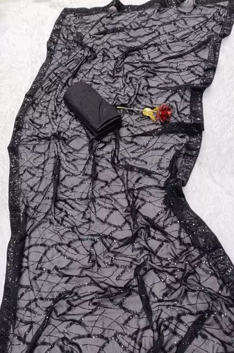 black georgette sequin saree with blouse
