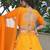 Amazing Orange Laheriya Print Georgette Haldi Wear Lehenga Choli