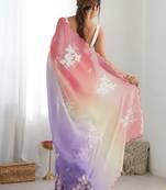 lavender GOLD CRUSH EMBROIDERED WORK SAREE