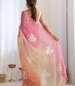 orange GOLD CRUSH EMBROIDERED WORK SAREE