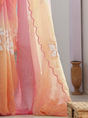 orange GOLD CRUSH EMBROIDERED WORK SAREE 2