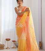 Yellow GOLD CRUSH EMBROIDERED WORK SAREE