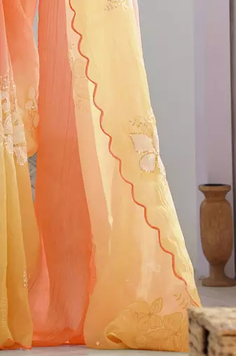 Yellow GOLD CRUSH EMBROIDERED WORK SAREE