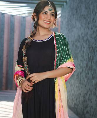  Black Suit Set With Multiembroidered Dupatta 2