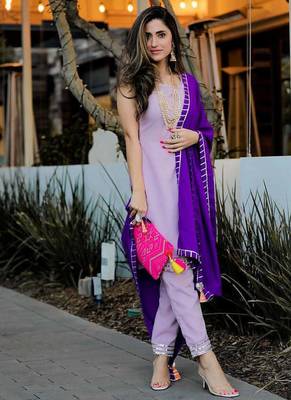 Lavender embroidered Fusion Suit Set With Dupatta Festival Wear Suit Set  2