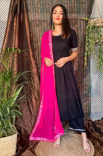 Sable Black Suit Set With Dupatta New Design Suit Set 