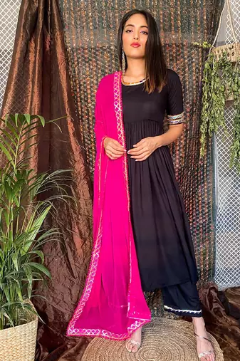 Sable Black Suit Set With Dupatta New Design Suit Set 
