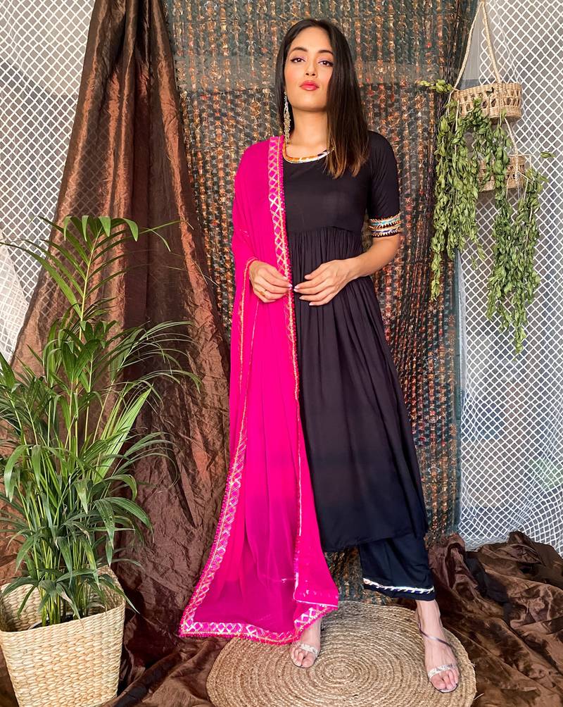 Sable Black Suit Set With Dupatta New Design Suit Set 