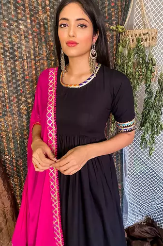 Sable Black Suit Set With Dupatta New Design Suit Set 