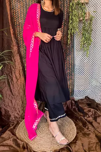 Sable Black Suit Set With Dupatta New Design Suit Set 