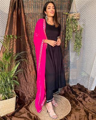 Sable Black Suit Set With Dupatta New Design Suit Set  4