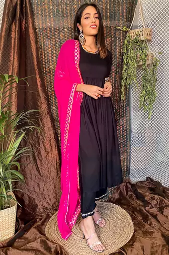 Sable Black Suit Set With Dupatta New Design Suit Set 