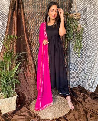 Sable Black Suit Set With Dupatta New Design Suit Set  5