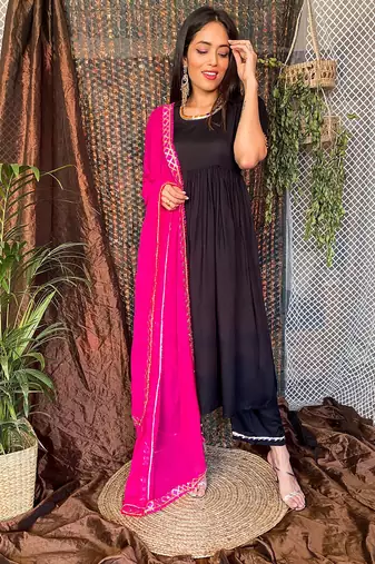 Sable Black Suit Set With Dupatta New Design Suit Set 