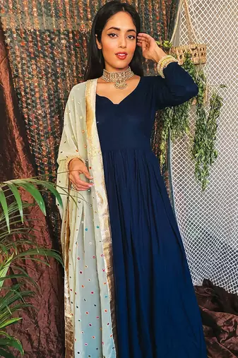 Blue Color New Designer Suit Set With Work Dupatta New Arrival Design