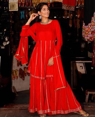 Gotta Work Red embroidered Suit Set Traditional Wear Suit Set With Dupatta 2