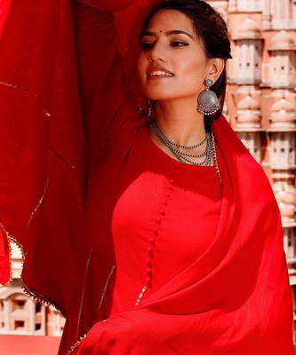 Gotta Work Red embroidered Suit Set Traditional Wear Suit Set With Dupatta 3