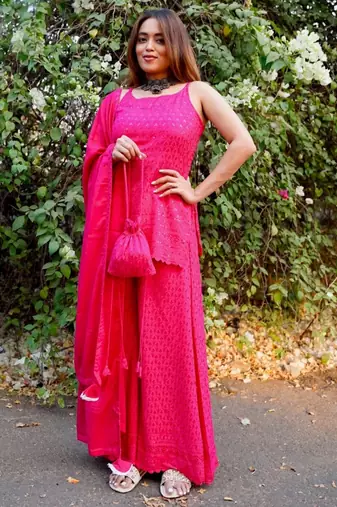 Pink Chikankari Suit Set With Dupatta Designer Suit Set With Potli New Arrival
