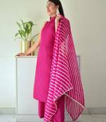 High Neck Stylish Suit Set Floral Pink embroidered Traditional Wear Suit Set