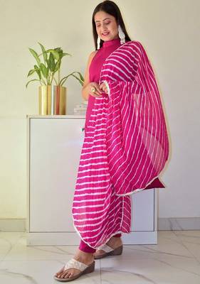 High Neck Stylish Suit Set Floral Pink embroidered Traditional Wear Suit Set  3