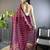wine designer chain stitch embroidered butterfly net saree