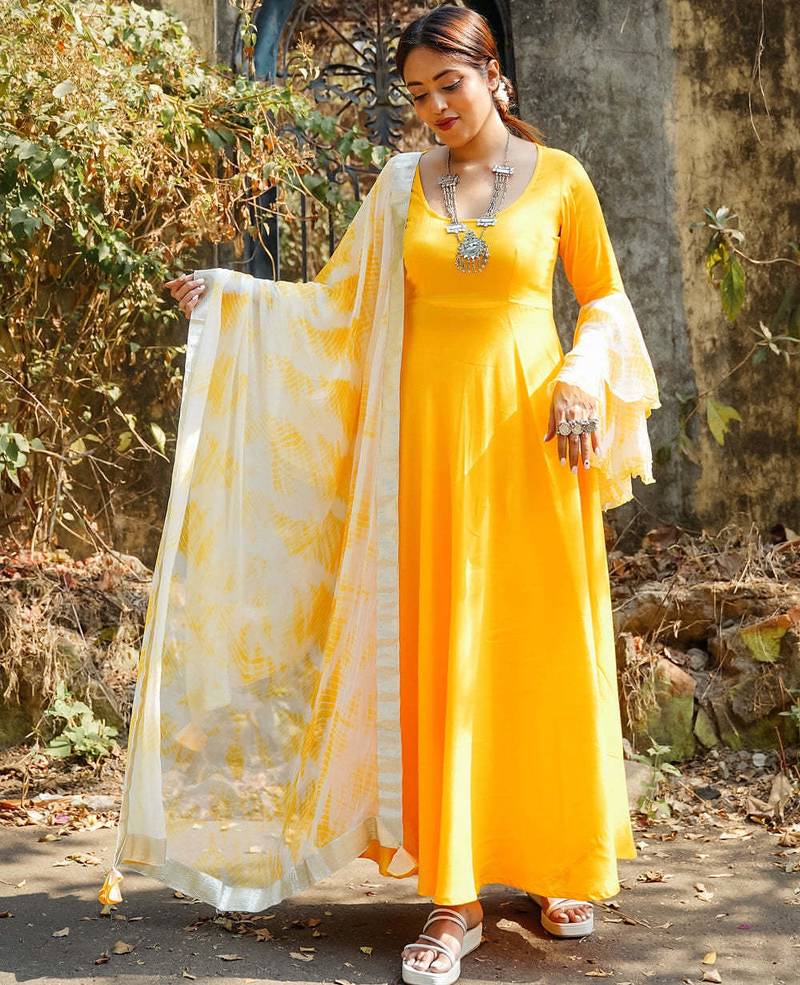 Yellow Beautiful Suit Set Stylish Suit Set With Dupatta Wedding Wear Dress