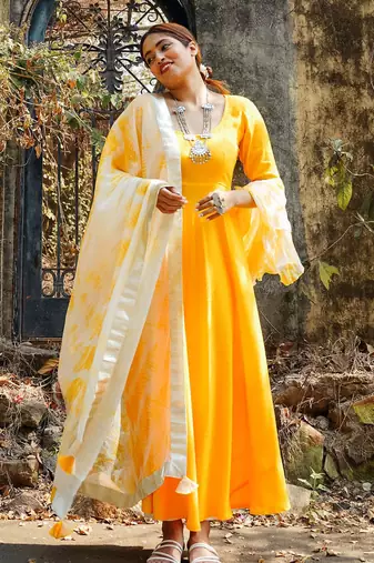 Yellow  Suit Set Stylish Suit Set With Dupatta Wedding Wear Dress
