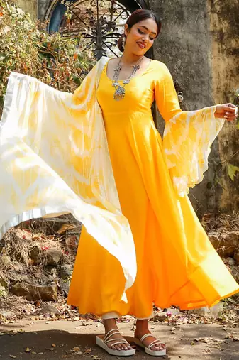 Yellow  Suit Set Stylish Suit Set With Dupatta Wedding Wear Dress