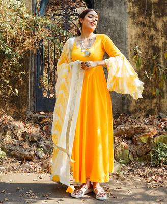 Yellow  Suit Set Stylish Suit Set With Dupatta Wedding Wear Dress 4