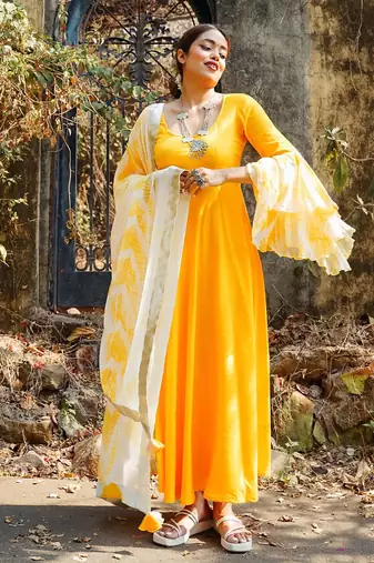 Yellow  Suit Set Stylish Suit Set With Dupatta Wedding Wear Dress