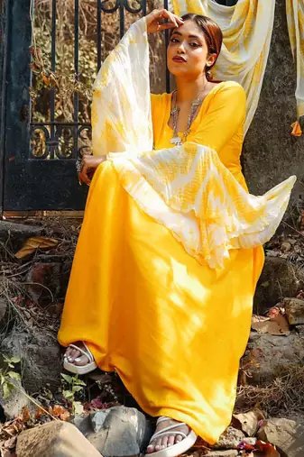 Yellow  Suit Set Stylish Suit Set With Dupatta Wedding Wear Dress