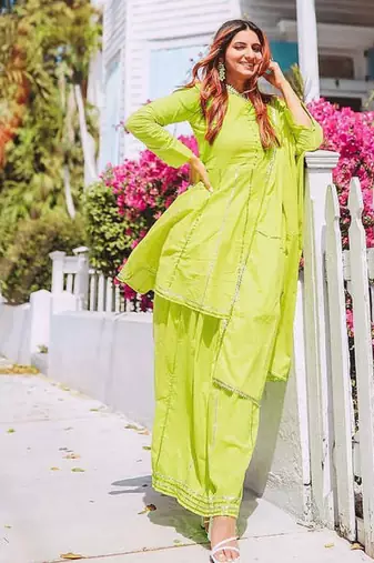 Greenish Gotta Work Suit Set With Dupatta Heavy Work Wedding Wear Dress