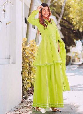 Greenish Gotta Work Suit Set With Dupatta Heavy Work Wedding Wear Dress 3