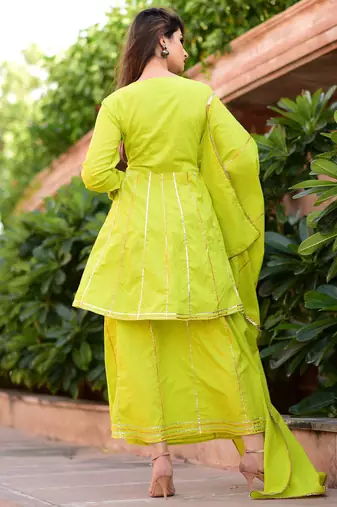 Greenish Gotta Work Suit Set With Dupatta Heavy Work Wedding Wear Dress
