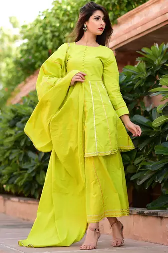 Greenish Gotta Work Suit Set With Dupatta Heavy Work Wedding Wear Dress