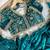 teal blue satin silk blend saree with diamond work  with stitched blouse