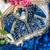blue satin silk blend saree with diamond work  with stitched blouse
