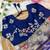 abstract printed blue twile net saree with stitched blouse
