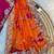digital printed orange chiffon silk blend saree with stitched blouse