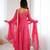 Rose pink leheriya anarkali kurta with dupatta