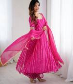 Persian rose anarkali palazzo set with dupatta