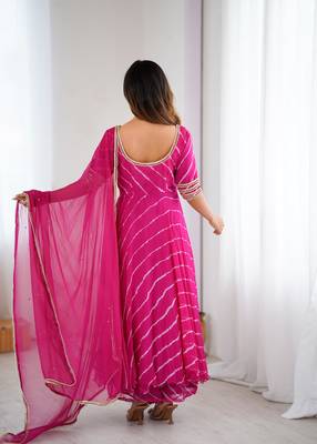 rose anarkali palazzo set with dupatta 2
