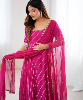 rose anarkali palazzo set with dupatta 3