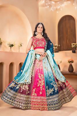 MULTICOLOR EMBROIDERY sequin WORK LEHENGA CHOLI 1