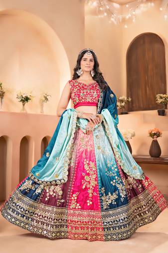 MULTICOLOR EMBROIDERY sequin WORK LEHENGA CHOLI