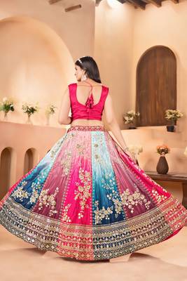 MULTICOLOR EMBROIDERY sequin WORK LEHENGA CHOLI 2